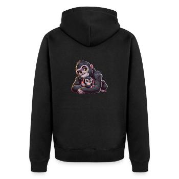 Mère gorille avec enfant - Veste à capuche bio Premium Unisexe - noir - Dos - Nico (187cm)