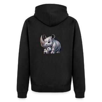 Rhinoceros mother with child - Unisex Premium Organic Zip Hoodie - black - Back - Nico (187cm)