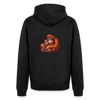 Orangutan mother with child - Unisex Premium Organic Zip Hoodie - black - Back - Nico (187cm)