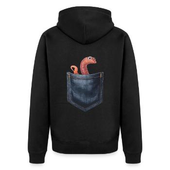 Wurm - Unisex Premium Bio Zip Hoodie - Schwarz - Hinten - Nico (187cm)