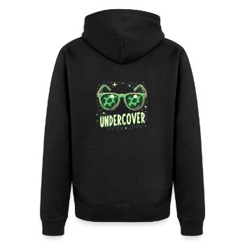 Undercover Speech - Sunglasses Design - Unisex Premium Organic Zip Hoodie - black - Back - Nico (187cm)