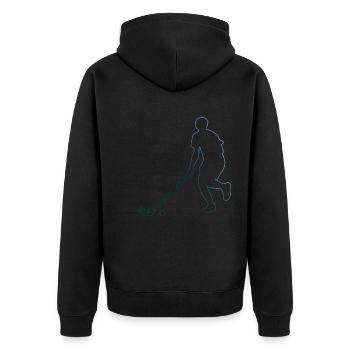 Floorball Indoor Bandy Women's Floorball - Unisex Premium Organic Zip Hoodie - black - Back - Nico (187cm)