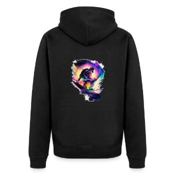 Snowboarding in the Universe - Snowboard - Unisex Premium Bio Zip Hoodie - Schwarz - Hinten - Nico (187cm)