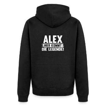 Alexander Alexandra Alexa Alex - Unisex Premium Bio Zip Hoodie - Schwarz - Hinten - Nico (187cm)