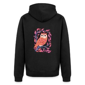 Eule in einem Baum T-Shirt - Unisex Premium Bio Zip Hoodie - Schwarz - Hinten - Nico (187cm)