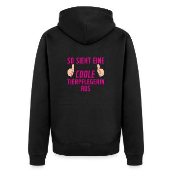 Tierpflegerin | Pflege | Tierheim | Spruch - Unisex Premium Bio Zip Hoodie - Schwarz - Hinten - Nico (187cm)