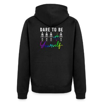 Drapeau arc-en-ciel I Défilé du mois de la fierté LGBT J’ose - Veste à capuche bio Premium Unisexe - noir - Dos - Nico (187cm)