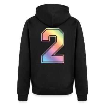 2 Number Colorful - Unisex Premium Organic Zip Hoodie - black - Back - Nico (187cm)
