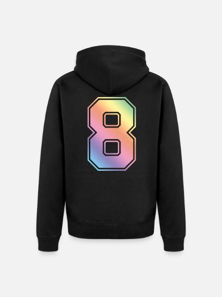 8 Zahl Bunt - Unisex Premium Bio Zip Hoodie - Schwarz