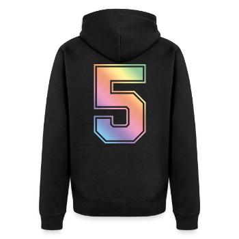 5 Number Colorful - Unisex Premium Organic Zip Hoodie - black - Back - Nico (187cm)