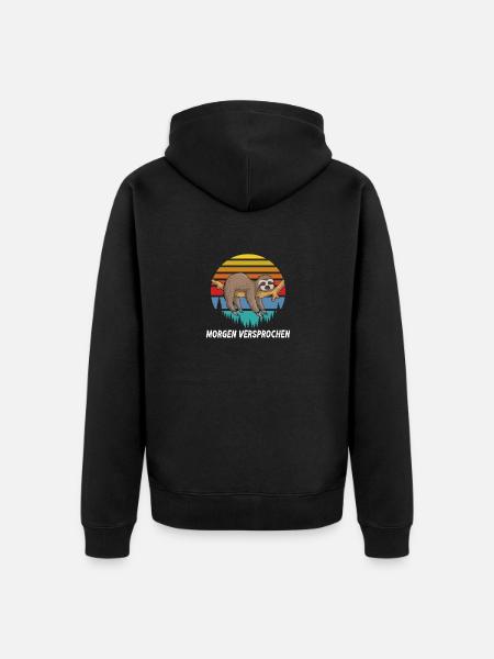Morgen versprochen Faultier - Unisex Premium Bio Zip Hoodie - Schwarz