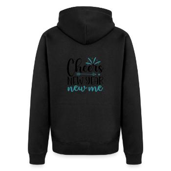 Design Cheers New Year New Me - Veste à capuche bio Premium Unisexe - noir - Dos - Nico (187cm)