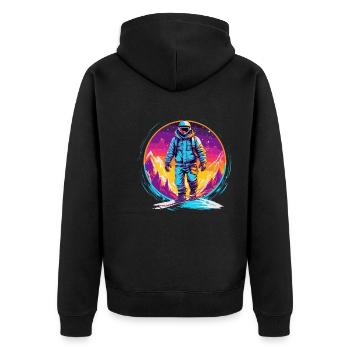 Snowboarding or skiing and then après ski - Unisex Premium Organic Zip Hoodie - black - Back - Nico (187cm)