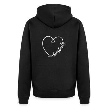 Kimberly Name Calligraphy Heart - Unisex Premium Organic Zip Hoodie - black - Back - Nico (187cm)