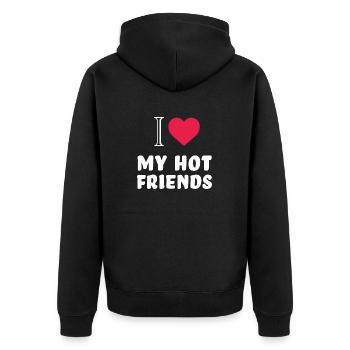 i love my hot friends - Unisex Premium Bio Zip Hoodie - Schwarz - Hinten - Nico (187cm)