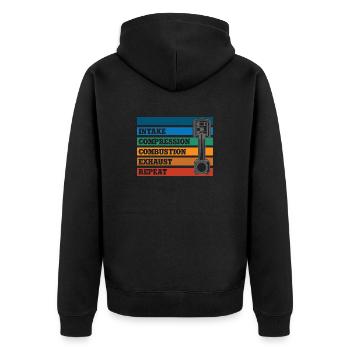 KFZ Mechaniker Mechatroniker Auto Tuner Tuning - Unisex Premium Bio Zip Hoodie - Schwarz - Hinten - Nico (187cm)