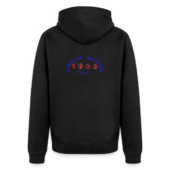 1955, Limited Edition - Unisex Premium Bio Zip Hoodie - Schwarz - Hinten - Nico (187cm)