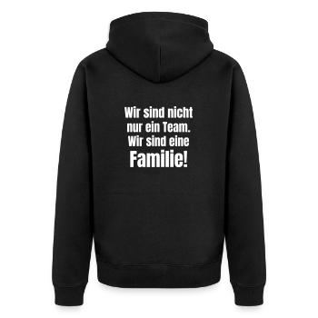 We are not just a team. We are a family - Unisex Premium Organic Zip Hoodie - black - Back - Nico (187cm)