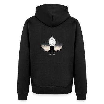 Elegance of street culture, cool urban design - Unisex Premium Organic Zip Hoodie - black - Back - Nico (187cm)