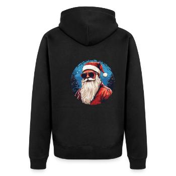 Frohe Weihnachten - Unisex Premium Bio Zip Hoodie - Schwarz - Hinten - Nico (187cm)