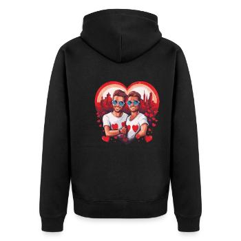 LGBT Gay Valentine's Day Idea for Gays - Unisex Premium Organic Zip Hoodie - black - Back - Nico (187cm)