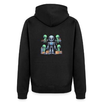 Aliens build robots - Unisex Premium Organic Zip Hoodie - black - Back - Nico (187cm)