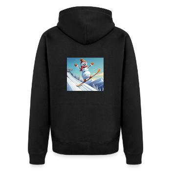 Bonhomme de neige sur planche à neige – Plongez dans l’hiver - Veste à capuche bio Premium Unisexe - noir - Dos - Nico (187cm)