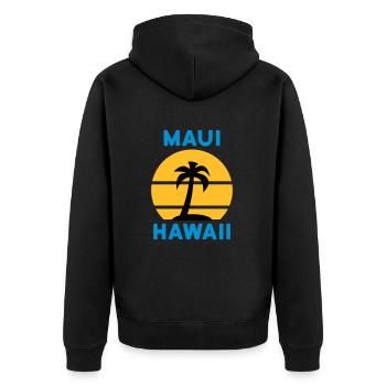 Maui, Hawaii (Sonne, Palme, Insel) - Unisex Premium Bio Zip Hoodie - Schwarz - Hinten - Nico (187cm)