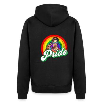 Pride Gay CSD Love LGBTQ Farben des Regenbogens - Unisex Premium Bio Zip Hoodie - Schwarz - Hinten - Nico (187cm)
