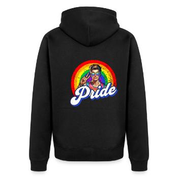 Pride Gay CSD Love LGBTQ Colors of the Rainbow - Unisex Premium Organic Zip Hoodie - black - Back - Nico (187cm)