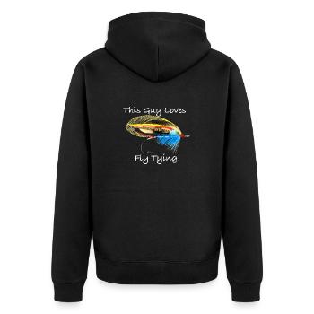This Guy Loves Fly Tying Blue Doctor - Unisex Premium Organic Zip Hoodie - black - Back - Nico (187cm)