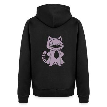 Superhero Cat Silhouette Cloak Minimalist - Unisex Premium Organic Zip Hoodie - black - Back - Nico (187cm)