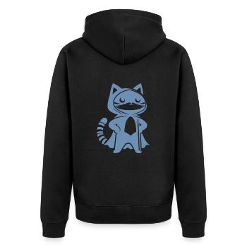 Superhero Cat Silhouette Cloak Minimalist - Unisex Premium Organic Zip Hoodie - black - Back - Nico (187cm)