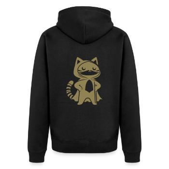 Superhero Cat Silhouette Cloak Minimalist - Unisex Premium Organic Zip Hoodie - black - Back - Nico (187cm)
