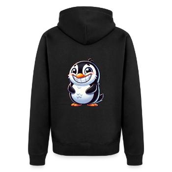 Cute Penguin Cartoon Grin Laughing Joy - Unisex Premium Organic Zip Hoodie - black - Back - Nico (187cm)