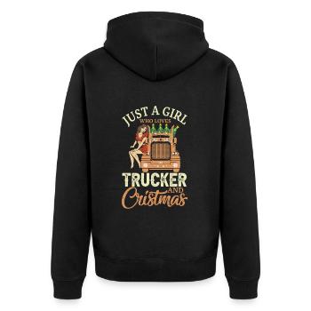 Just a girl who loves trucker and christmas - Veste à capuche bio Premium Unisexe - noir - Dos - Nico (187cm)