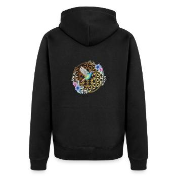 Kolibri BunteR Vogel Natur Kolibri Blume Geschenk - Unisex Premium Bio Zip Hoodie - Schwarz - Hinten - Nico (187cm)