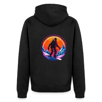 Snowboarding or skiing and then après ski - Unisex Premium Organic Zip Hoodie - black - Back - Nico (187cm)