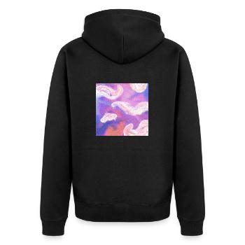 Verträumte Wolken - Unisex Premium Bio Zip Hoodie - Schwarz - Hinten - Nico (187cm)