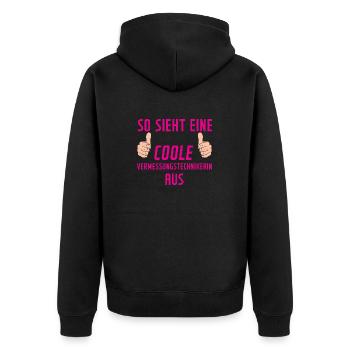Vermessungstechnikerin | lustig | Techniker - Unisex Premium Bio Zip Hoodie - Schwarz - Hinten - Nico (187cm)