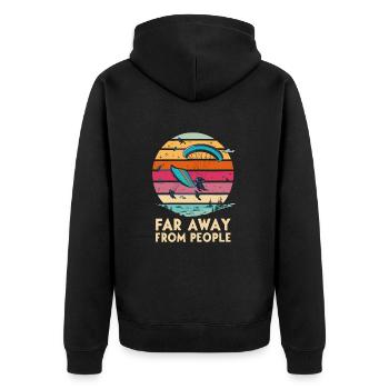 Paragliding - Unisex Premium Bio Zip Hoodie - Schwarz - Hinten - Nico (187cm)
