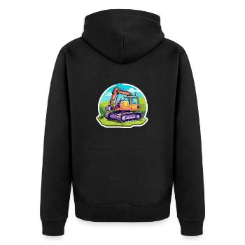 Bagger Baustelle Zeichnung - Unisex Premium Bio Zip Hoodie - Schwarz - Hinten - Nico (187cm)