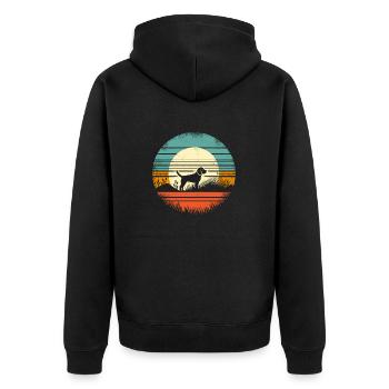 Vintage Sunset Beagle - Unisex Premium Organic Zip Hoodie - black - Back - Nico (187cm)