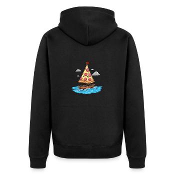 Voilier Ahoy Sea avec voile de pizza au salami - Veste à capuche bio Premium Unisexe - noir - Dos - Nico (187cm)