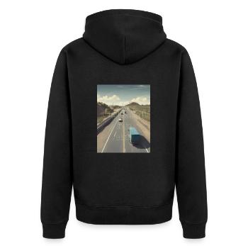 Life s too short to be slow - Unisex Premium Bio Zip Hoodie - Schwarz - Hinten - Nico (187cm)
