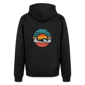 Australian Shepherd Vintage Sunset - Unisex Premium Bio Zip Hoodie - Schwarz - Hinten - Nico (187cm)