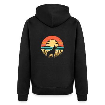 Malinois Vintage Sunset - Unisex Premium Bio Zip Hoodie - Schwarz - Hinten - Nico (187cm)