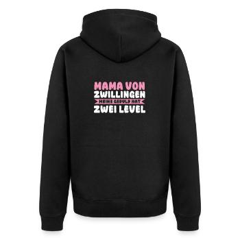 Mama Von Zwillingen - Unisex Premium Bio Zip Hoodie - Schwarz - Hinten - Nico (187cm)