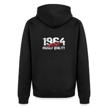 Geboren 1964 Jahrgang 1964 topfit aktiv - Unisex Premium Bio Zip Hoodie - Schwarz - Hinten - Nico (187cm)
