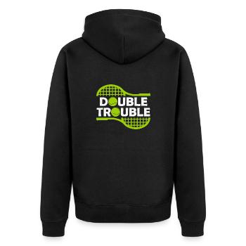 Double Trouble Tennis Ball Lover Quote - Unisex Premium Bio Zip Hoodie - Schwarz - Hinten - Nico (187cm)